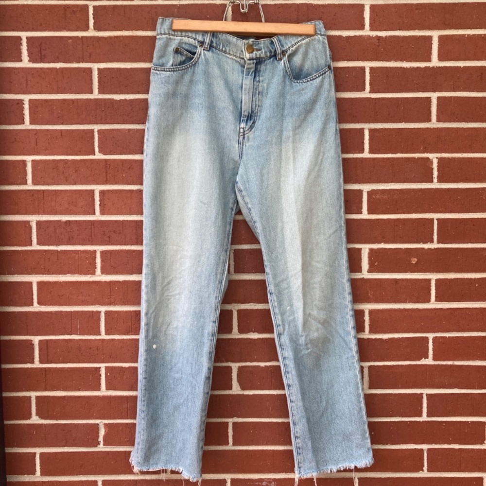 & Other Stories Straight Leg Jeans - Size 30 - Light Wash - Distressed Raw Hem